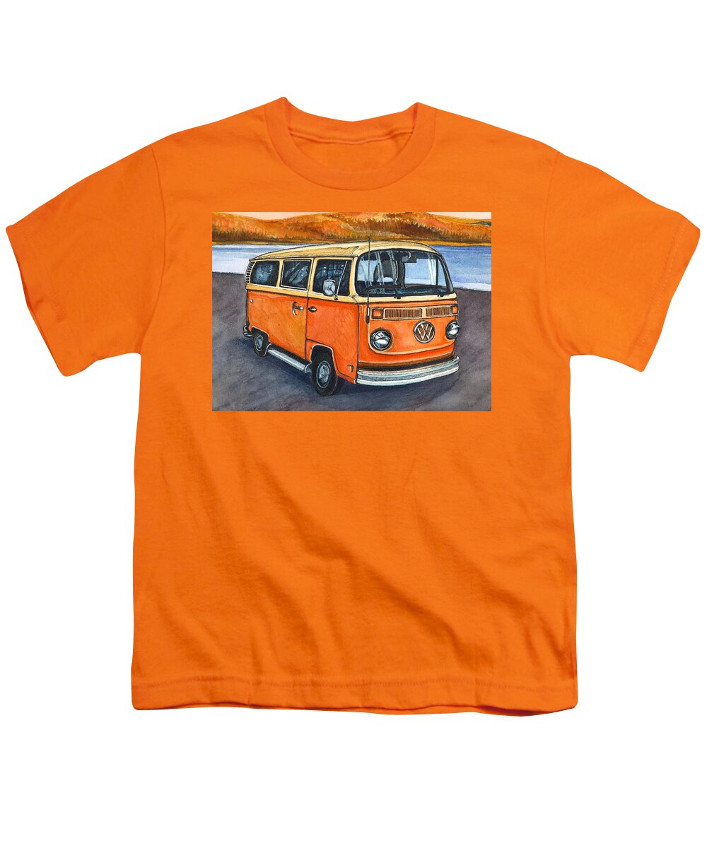 Volkswagon Bus Youth T-Shirt featuring the painting Ryan's Magic Bus by Katherine Miller