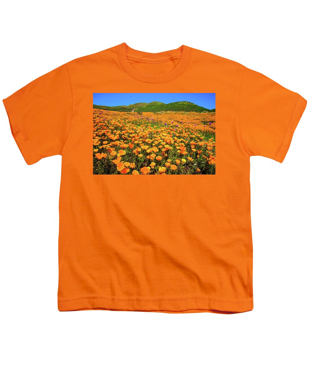 Poppies Youth T-Shirt featuring the photograph Walker Canyon Wildflowers by Lynn Bauer