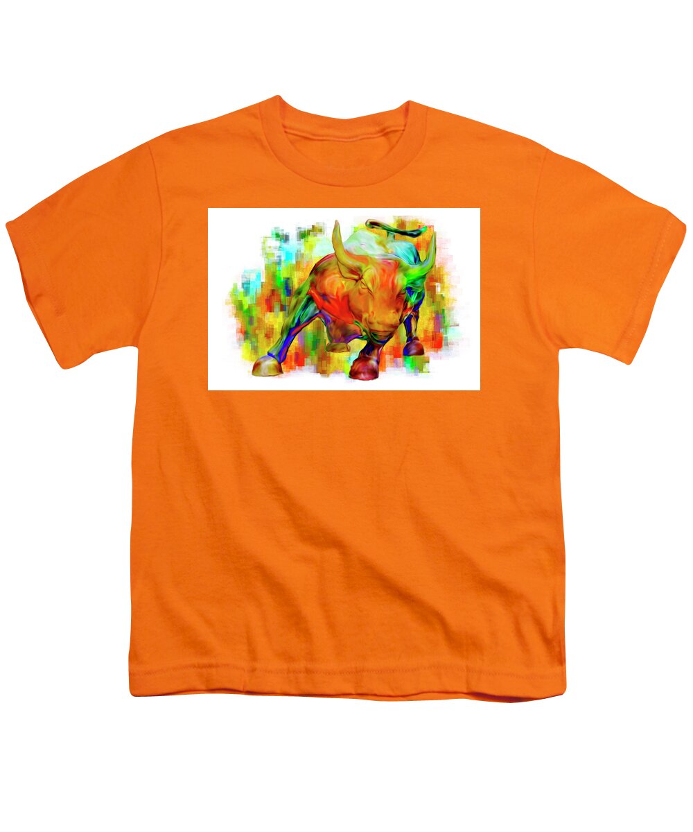 Wall Street Bull Youth T-Shirt featuring the photograph Wall Street Bull by Jack Zulli