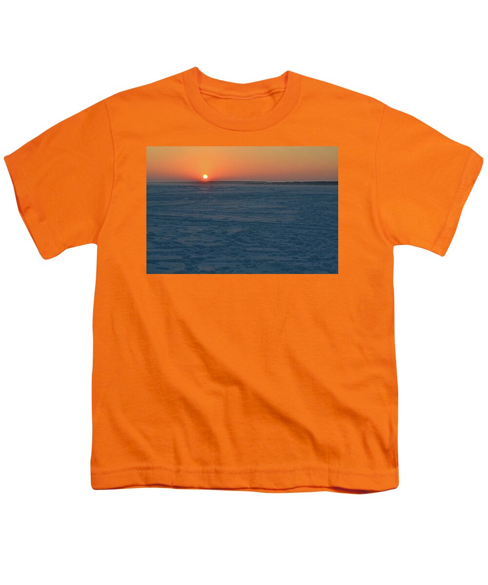 Abstract Youth T-Shirt featuring the digital art Winter Sunrise On A Frozen Lake Two by Lyle Crump