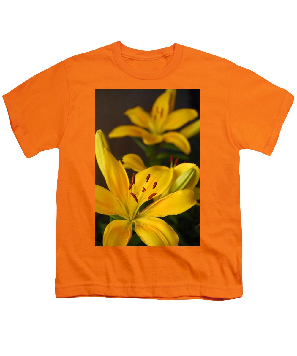Flower Youth T-Shirt featuring the photograph Yellow Lily Mirror by Amy Fose