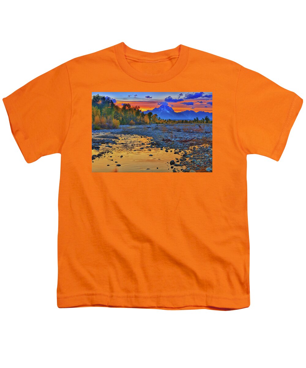 Autumn Sunset Youth T-Shirt featuring the photograph Autumn Sunset Along Spread Creek by Greg Norrell
