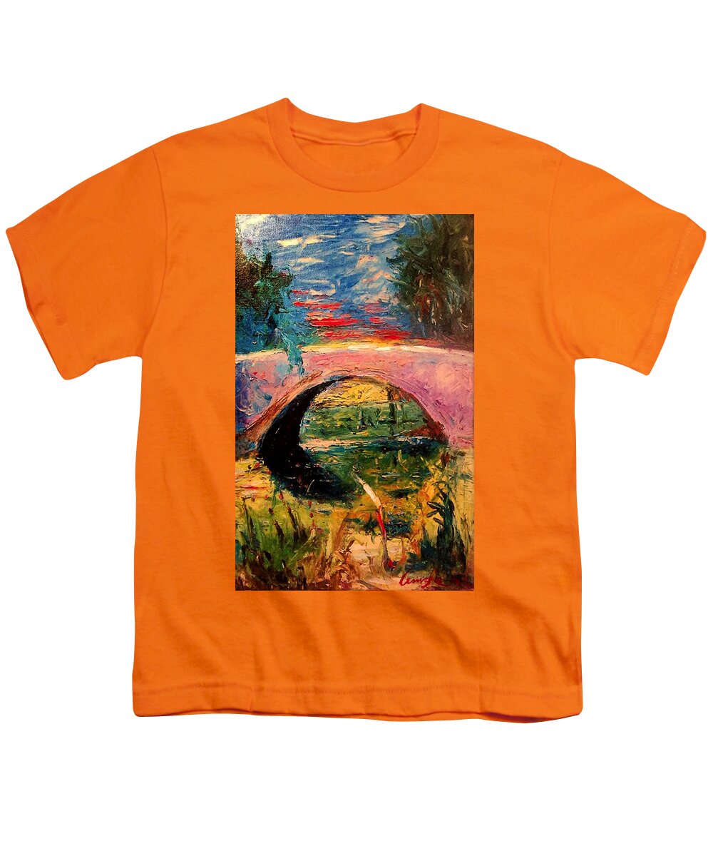 Bridge At City Park Youth T-Shirt featuring the painting Bridge at City Park by Amzie Adams