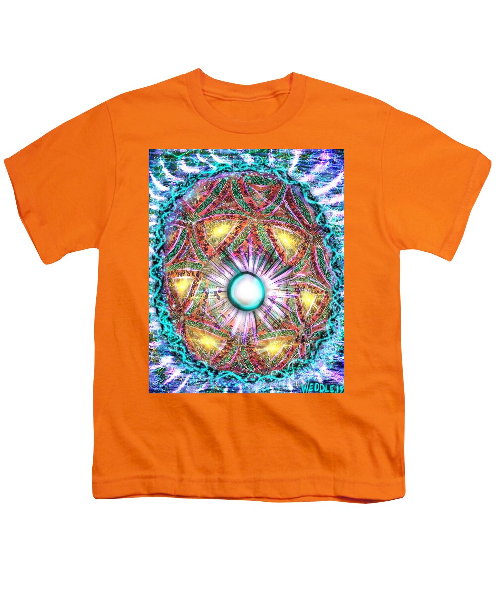 Kaleidoscope Youth T-Shirt featuring the digital art Centered by Angela Weddle