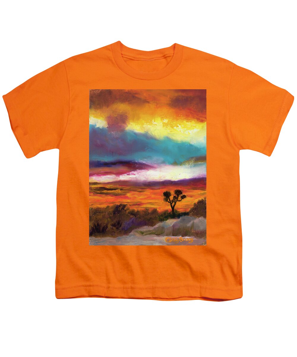 Arizona Youth T-Shirt featuring the painting Cindy Beuoy - Arizona Sunset by Cindy Beuoy
