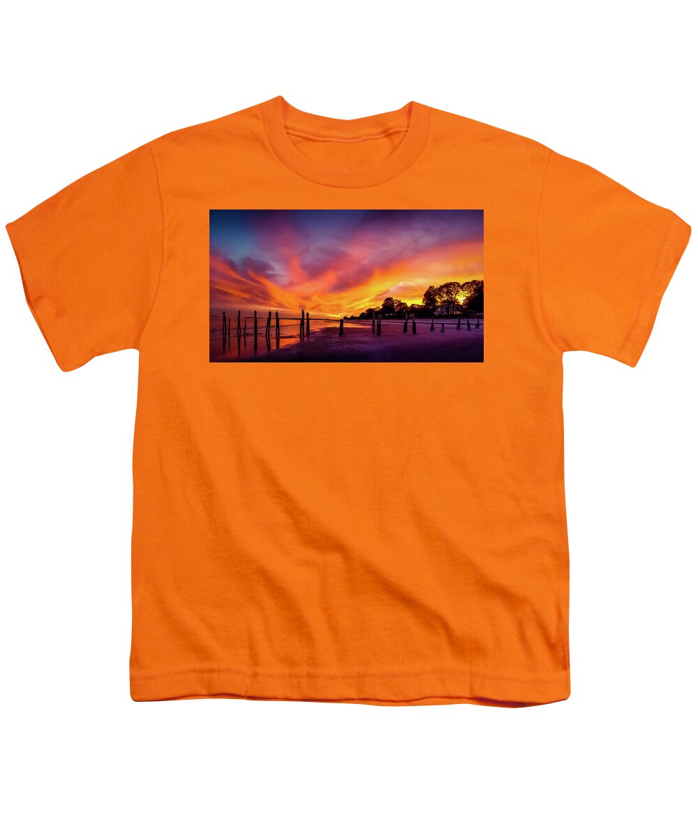 Sunset Youth T-Shirt featuring the photograph Fire on the sky by Lilia D