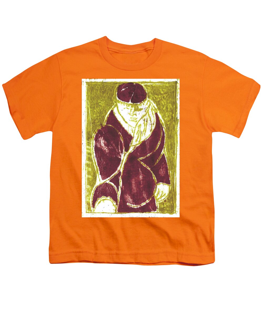 Hat Youth T-Shirt featuring the painting Man in a crimson hat by Edgeworth Johnstone