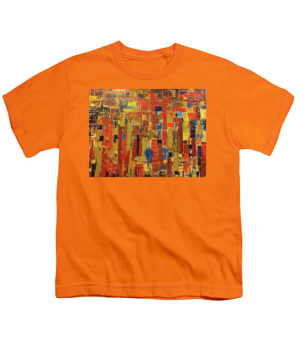 Cityscape Youth T-Shirt featuring the painting San Francisco State of Mind by Raji Musinipally
