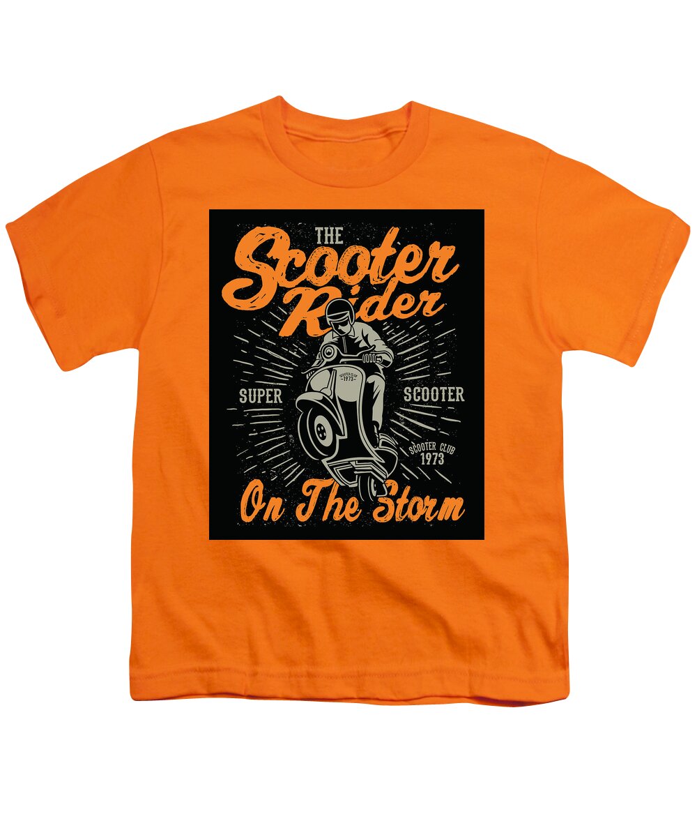 Scooter Youth T-Shirt featuring the digital art Scooter Rider by Long Shot