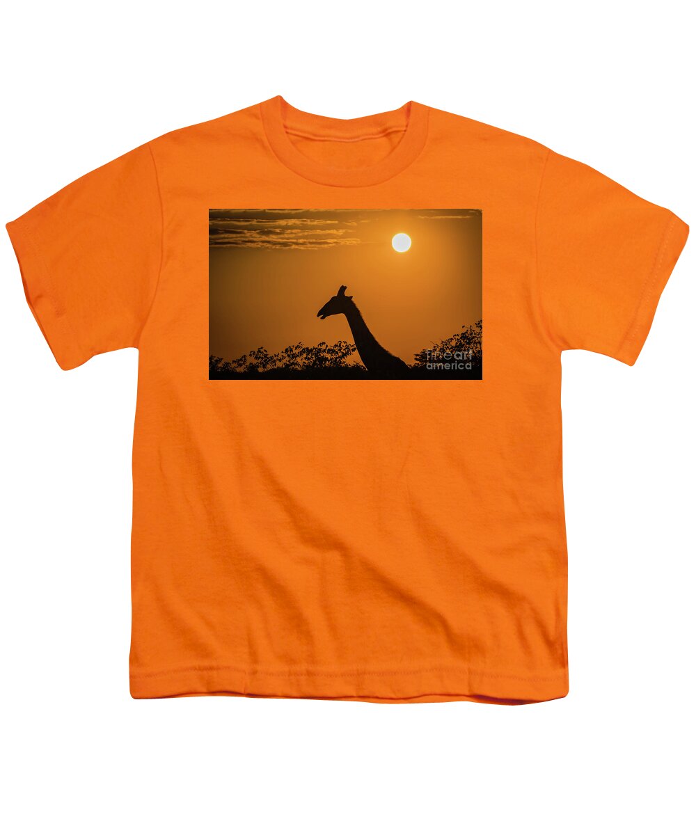 Giraffe Youth T-Shirt featuring the photograph Sunrise over the Etosha National Park, Namibia by Lyl Dil Creations