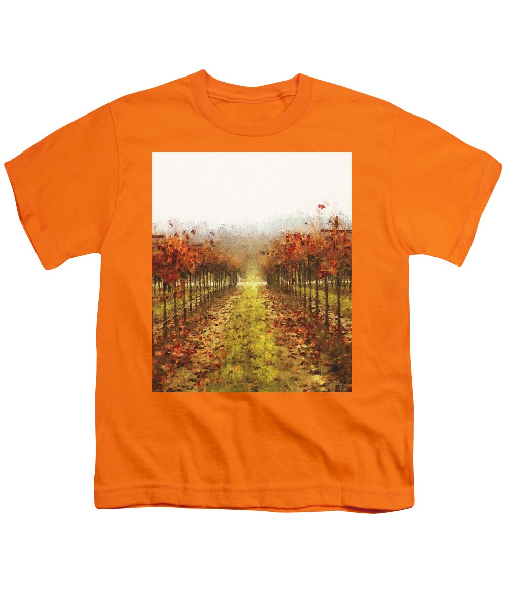 Italian Landscape Youth T-Shirt featuring the painting Tuscany vineyards - 19 by AM FineArtPrints
