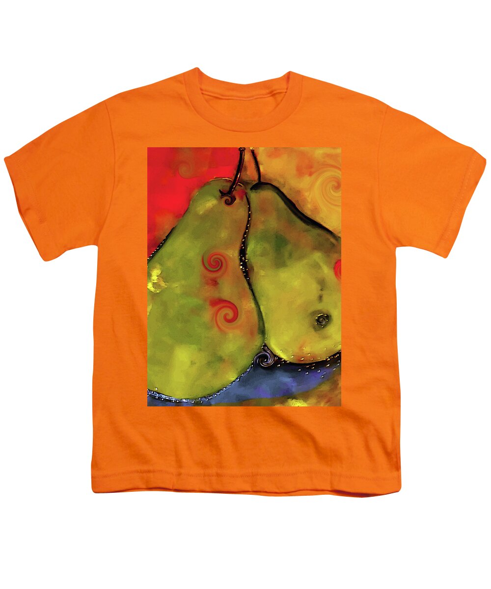 Pears Youth T-Shirt featuring the digital art Two Twirly Pears Painting by Lisa Kaiser