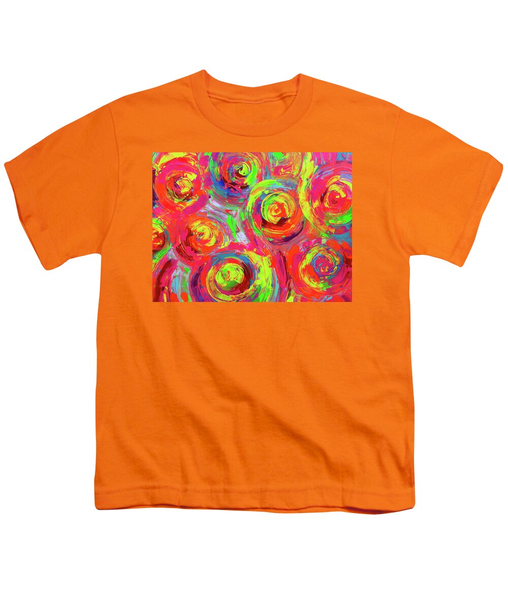 Abstract Youth T-Shirt featuring the painting Vibrant Colourful Textured Relief Abstract Painting - Detail from Gypsy Dance 11 by Tiberiu Soos