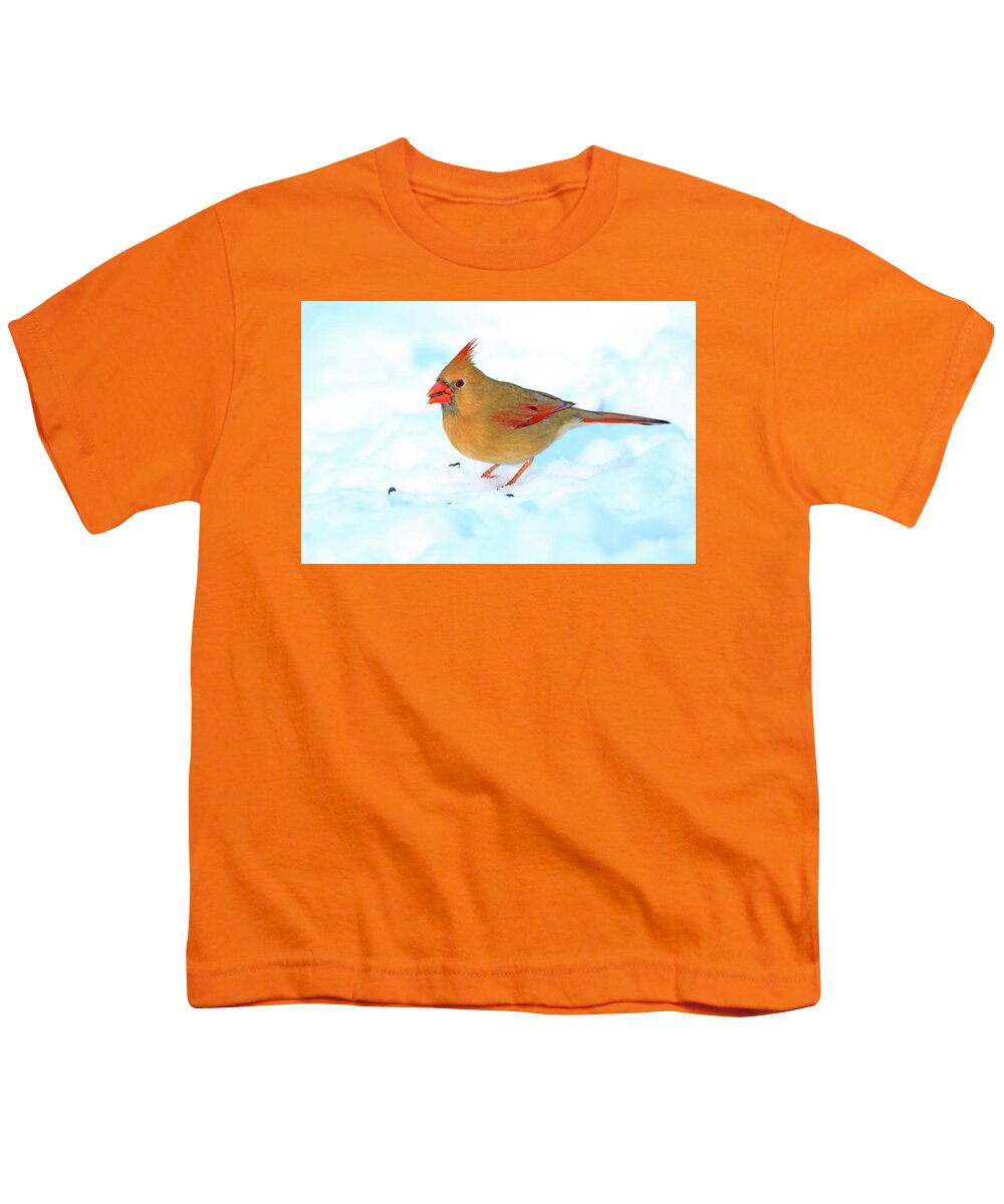 Northern Cardinal Youth T-Shirt featuring the photograph Female Northern Cardinal #2 by Shixing Wen