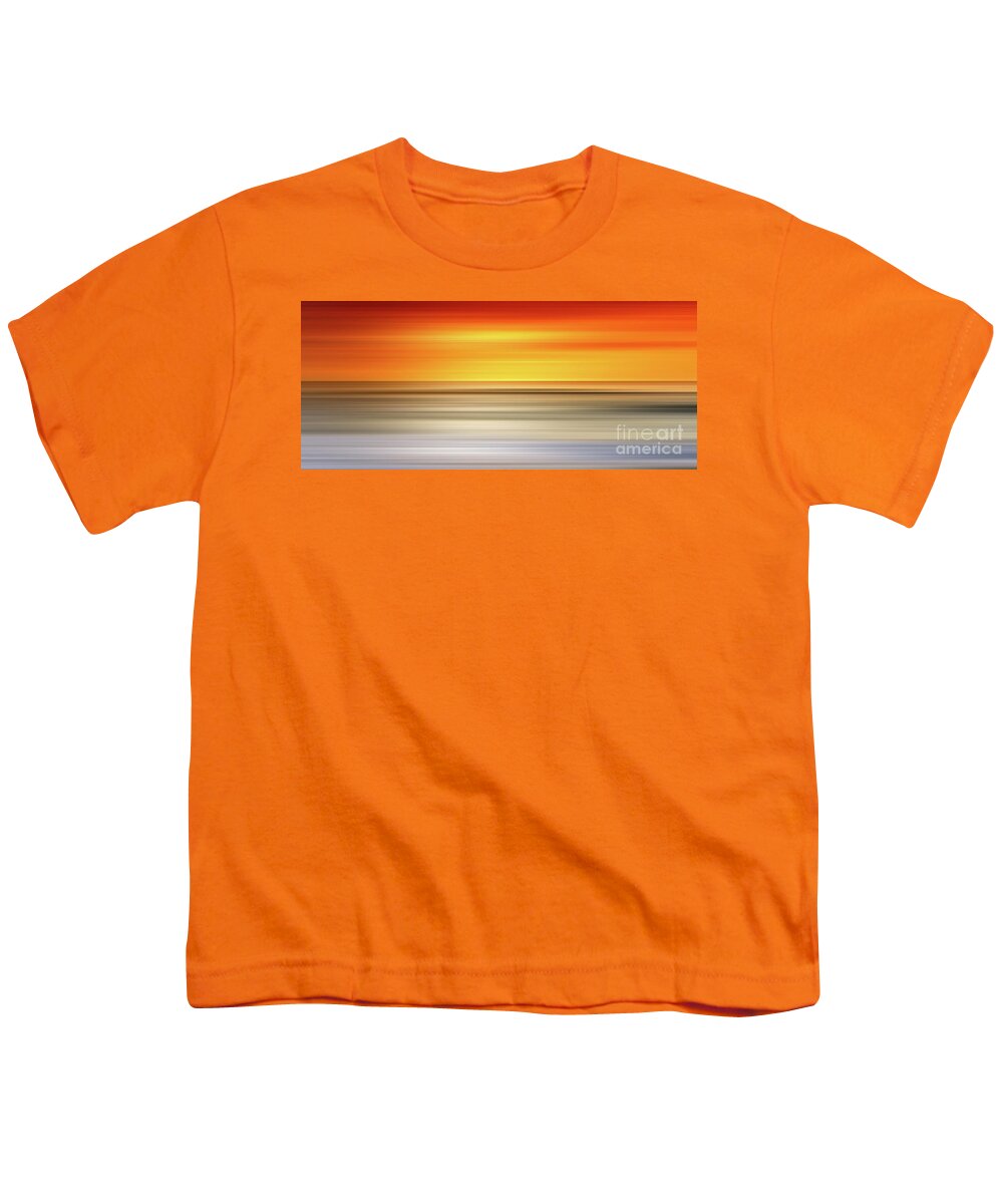 Abstract Pano Youth T-Shirt featuring the digital art Abstract sunset colors over a seascape by Stefano Senise
