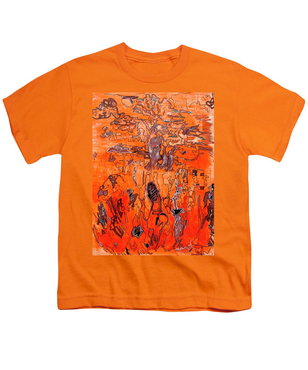 Ellen Palestrant Youth T-Shirt featuring the painting Africa Meets Arizona by Ellen Palestrant