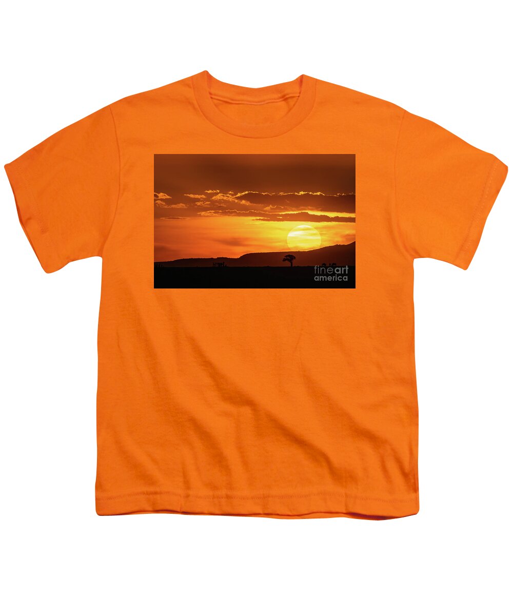 Nature Youth T-Shirt featuring the photograph African sunset by Jane Rix