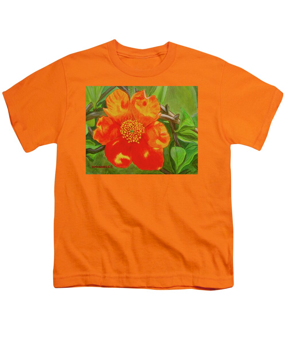 Flower Youth T-Shirt featuring the painting Basking in the Sun by Donna Manaraze