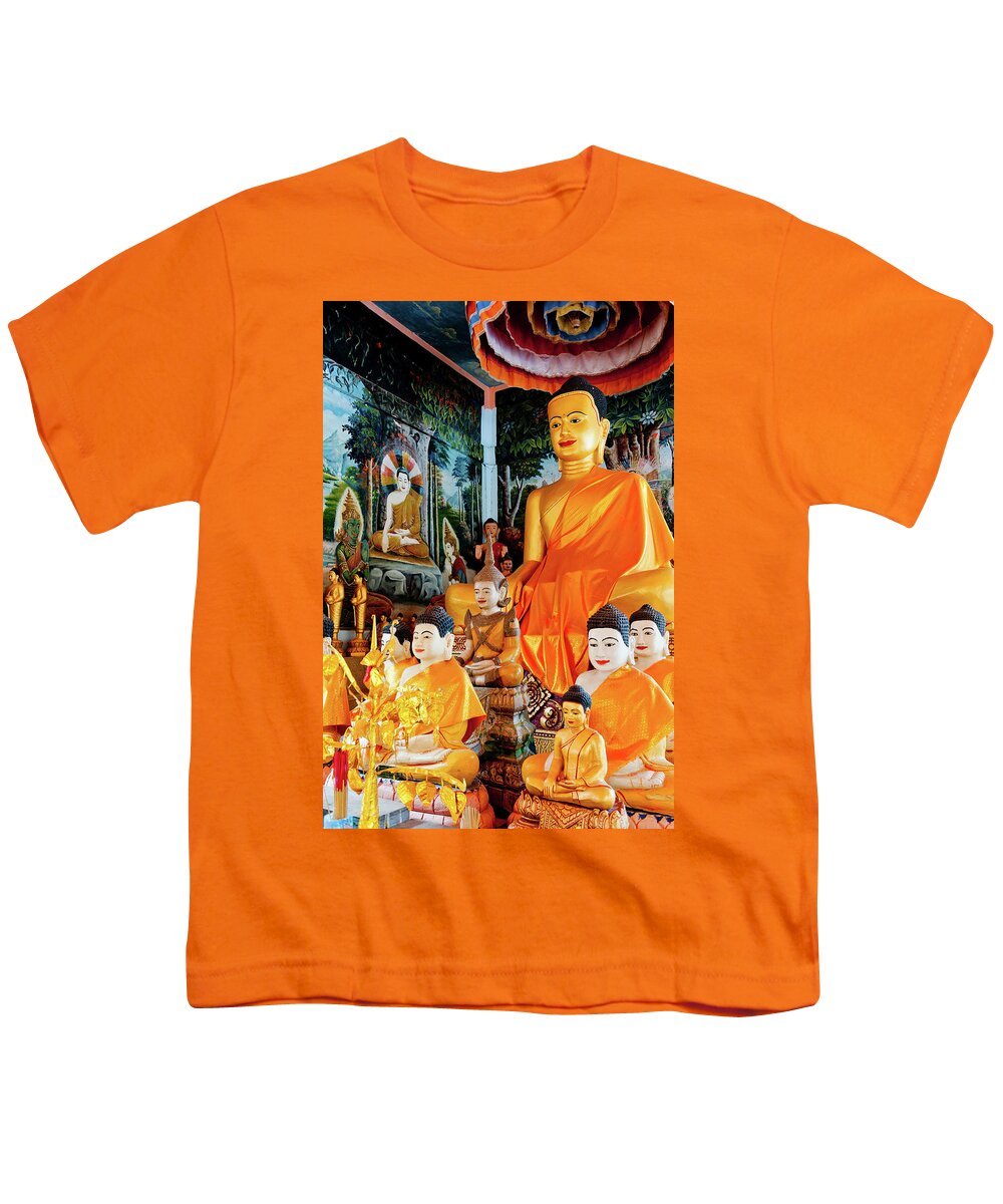 Angkor Youth T-Shirt featuring the photograph Buddha Statues, Angkor Wat. Cambodia by Lie Yim