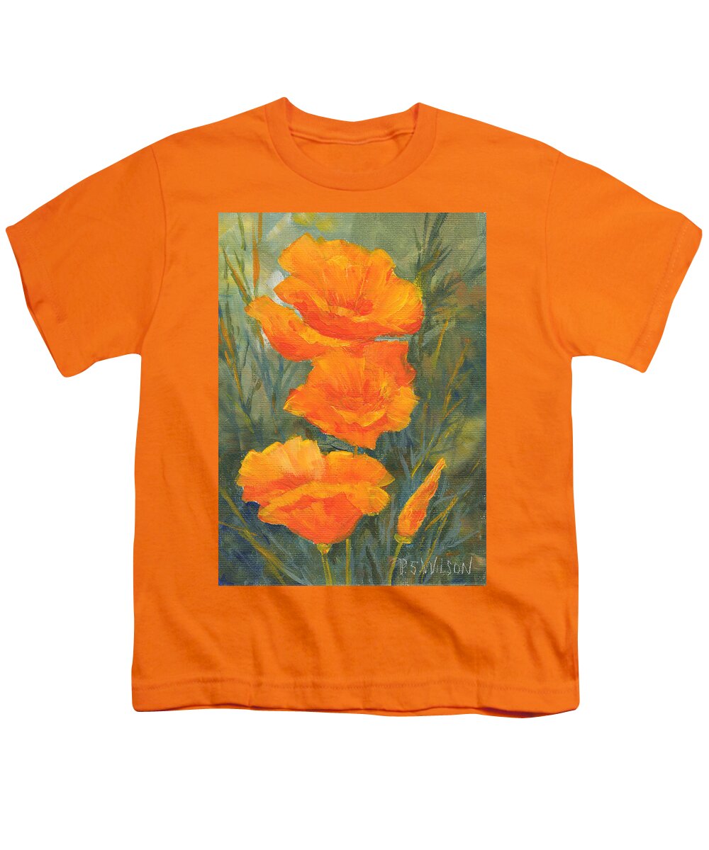 Poppies Youth T-Shirt featuring the painting California Poppies by Peggy Wilson