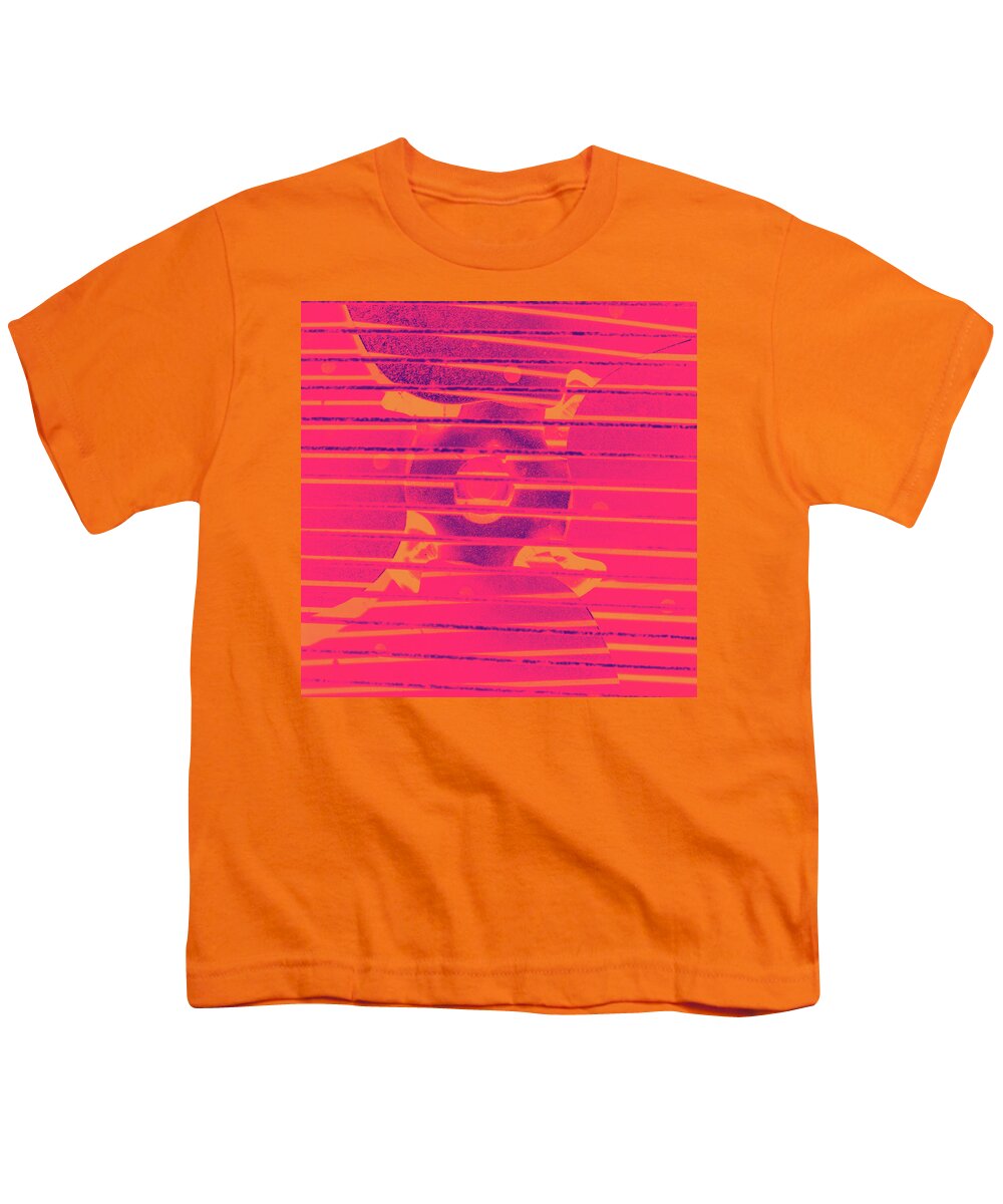 Fan Youth T-Shirt featuring the photograph Close up of Old Fan Orange and Pink Gradient by Ali Baucom