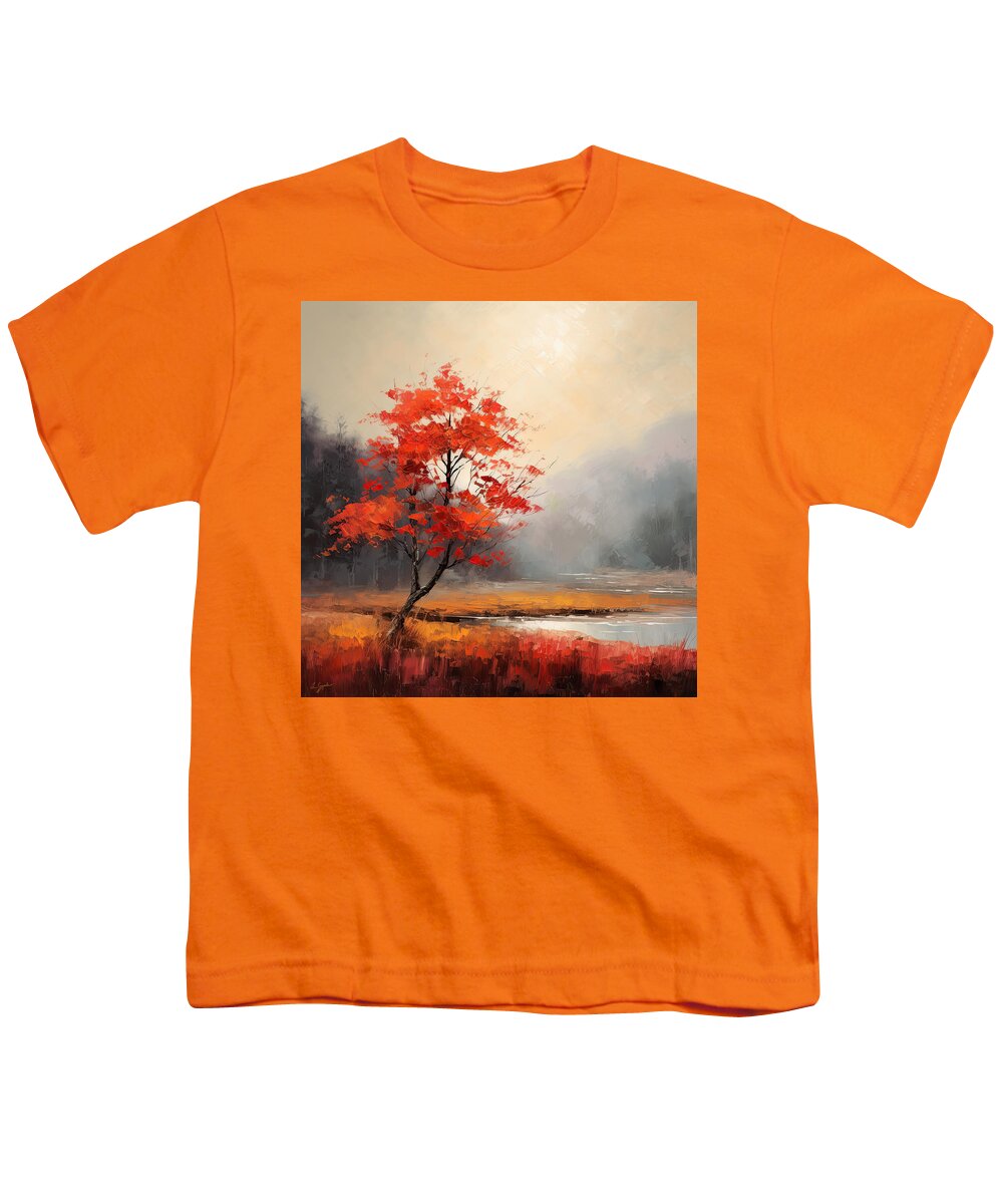 Maple Tree Youth T-Shirt featuring the painting Colors Of Change - Autumn Expressionist Art - Red and Orange Art by Lourry Legarde