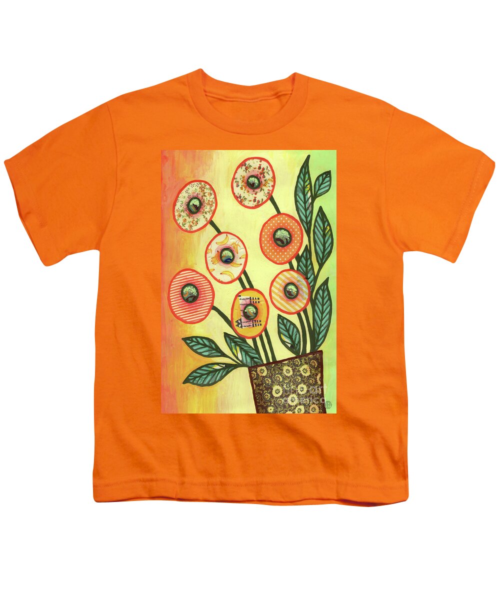 Flowers In A Vase Youth T-Shirt featuring the painting Fall Picnic Bouquet by Amy E Fraser