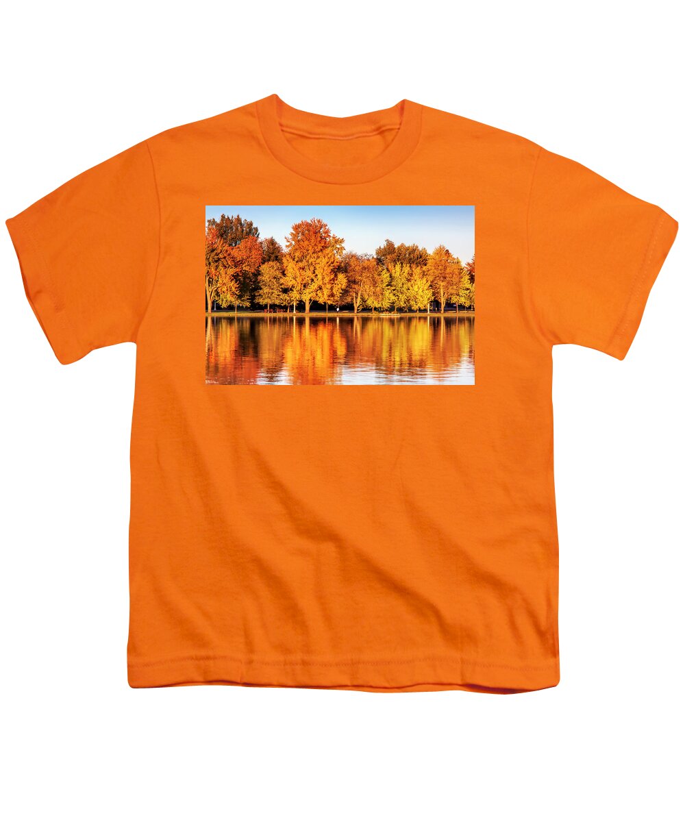 Fiery Colors Youth T-Shirt featuring the photograph Fiery autumn colors by the lake by Tatiana Travelways