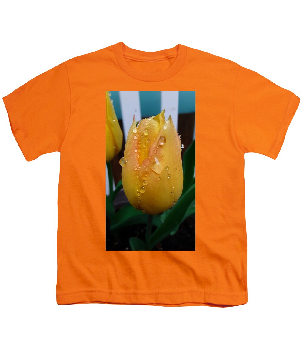 Yellow Tulips Youth T-Shirt featuring the photograph First Blooms of Spring by CG Abrams