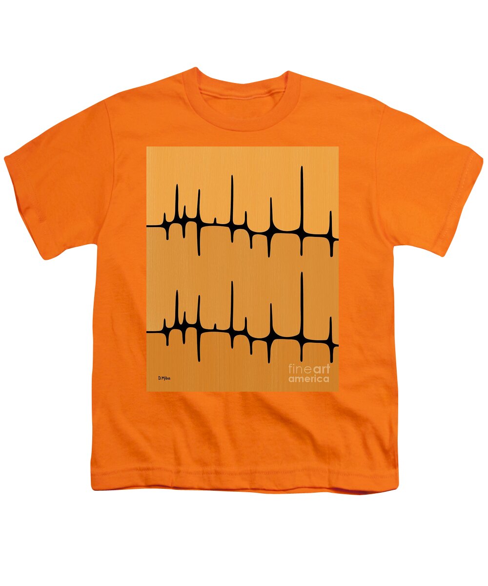 Sounds Waves Youth T-Shirt featuring the digital art Frequency in Oranges by Donna Mibus