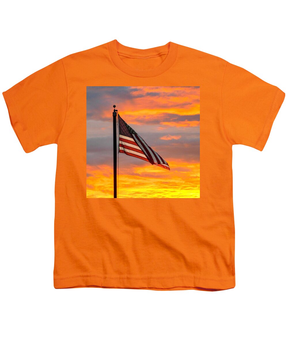 Colorful Youth T-Shirt featuring the photograph God Bless America by Gena Herro