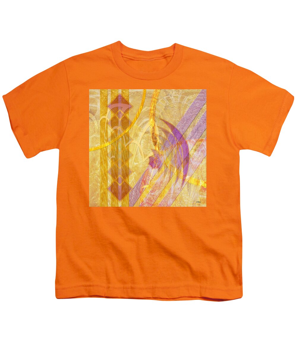 Gold Youth T-Shirt featuring the digital art Gold Fusion - Square Version by Studio B Prints
