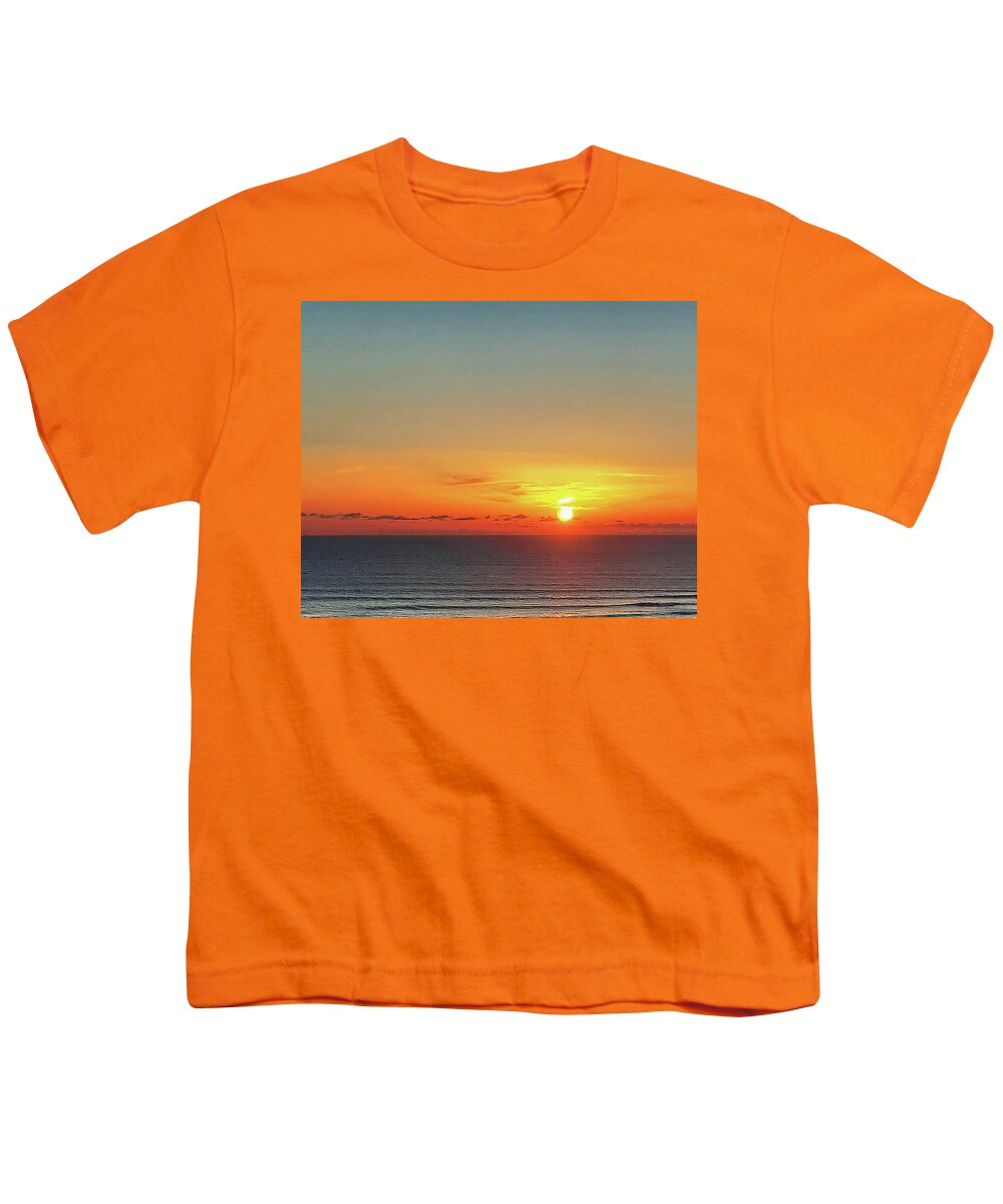 Sunset Youth T-Shirt featuring the digital art Gorgeous Sunset Above The Ocean Beautiful Lights Seascape Beach Art XIII by Irina Sztukowski