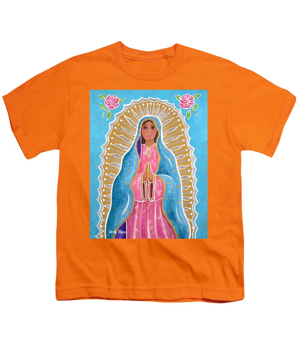 Guadalupe Youth T-Shirt featuring the painting Guadalupe of the Light by Candy Mayer