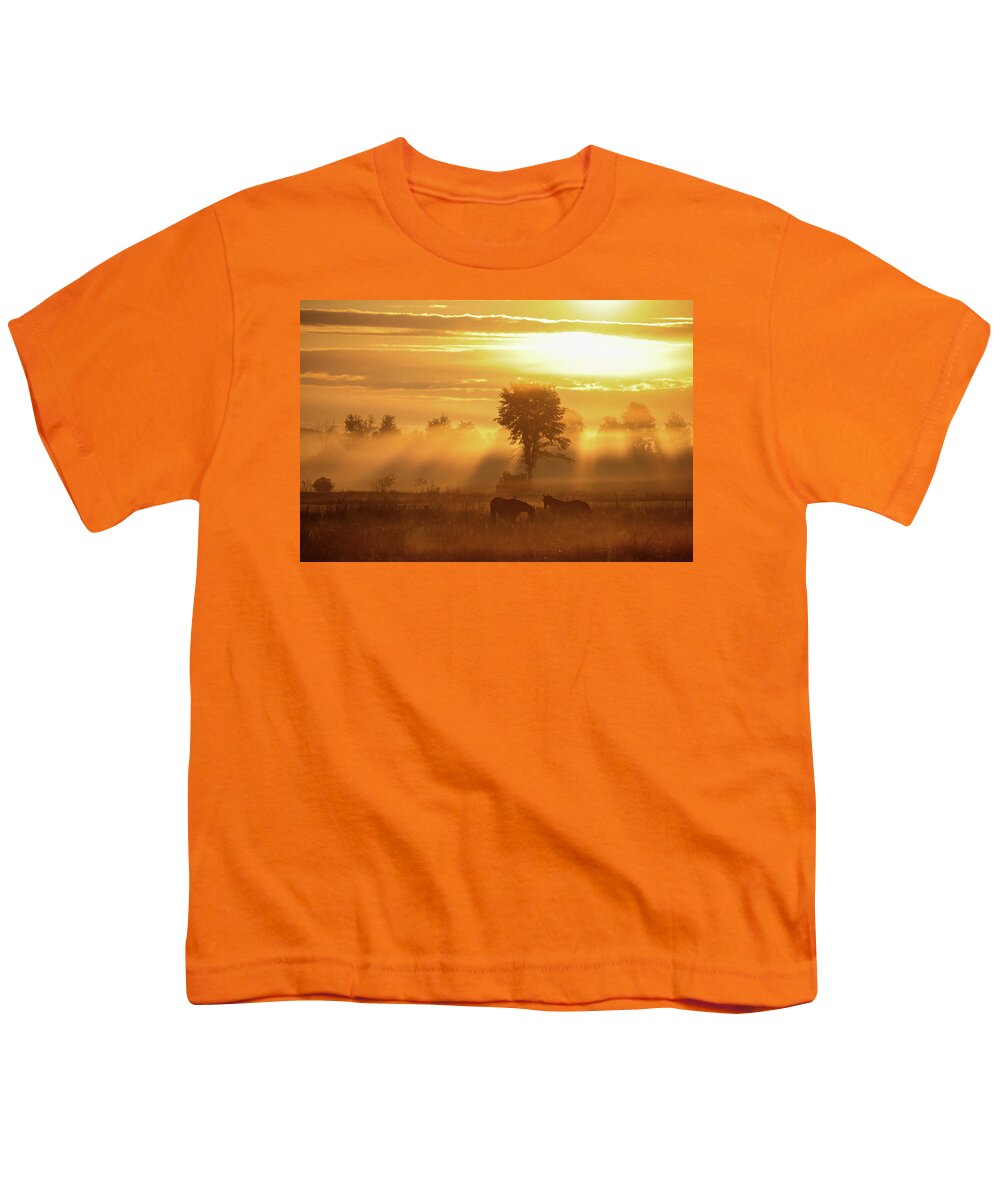 Sunrise Youth T-Shirt featuring the photograph Horse Sunrise by Brook Burling
