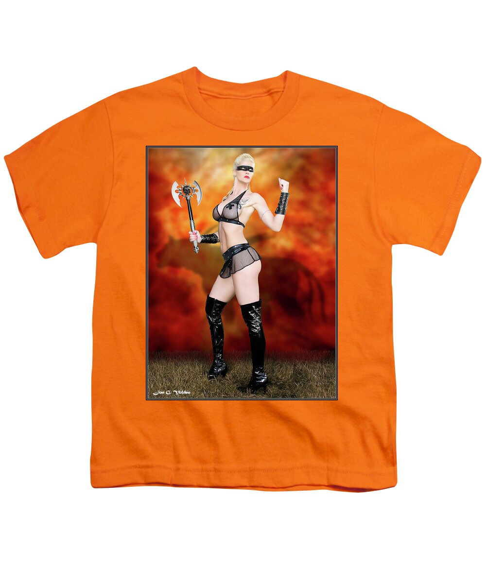 Cosplay Youth T-Shirt featuring the photograph Huntress in the Jungle Of Blood by Jon Volden