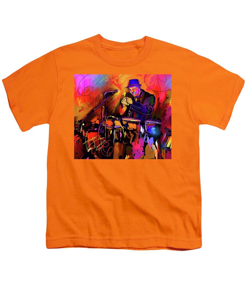 Jorge Bermudez Youth T-Shirt featuring the painting In The Percussion Zone by DC Langer