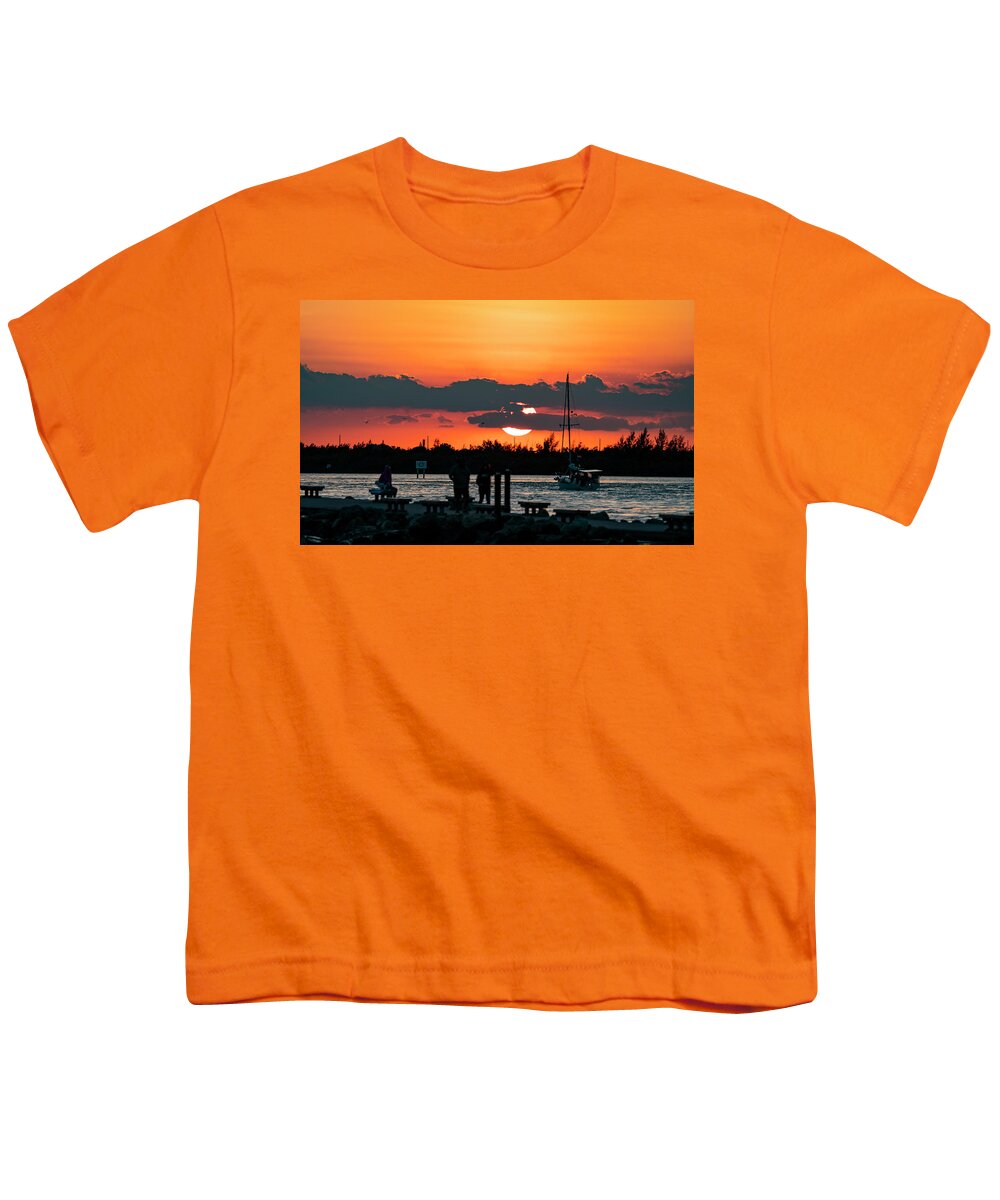Fort Pierce Youth T-Shirt featuring the digital art Inlet Sunset Vibe by Todd Tucker