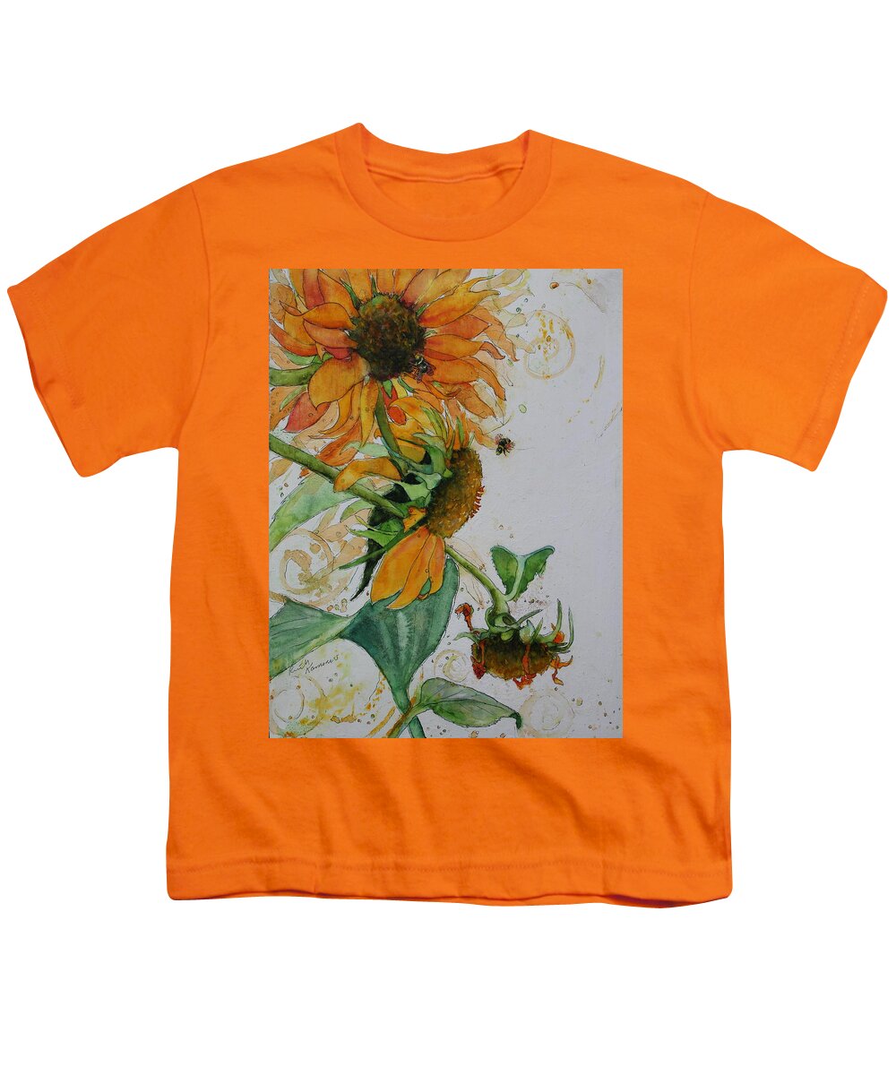 Sunflower Youth T-Shirt featuring the painting Life Cycle of a Sun II by Ruth Kamenev