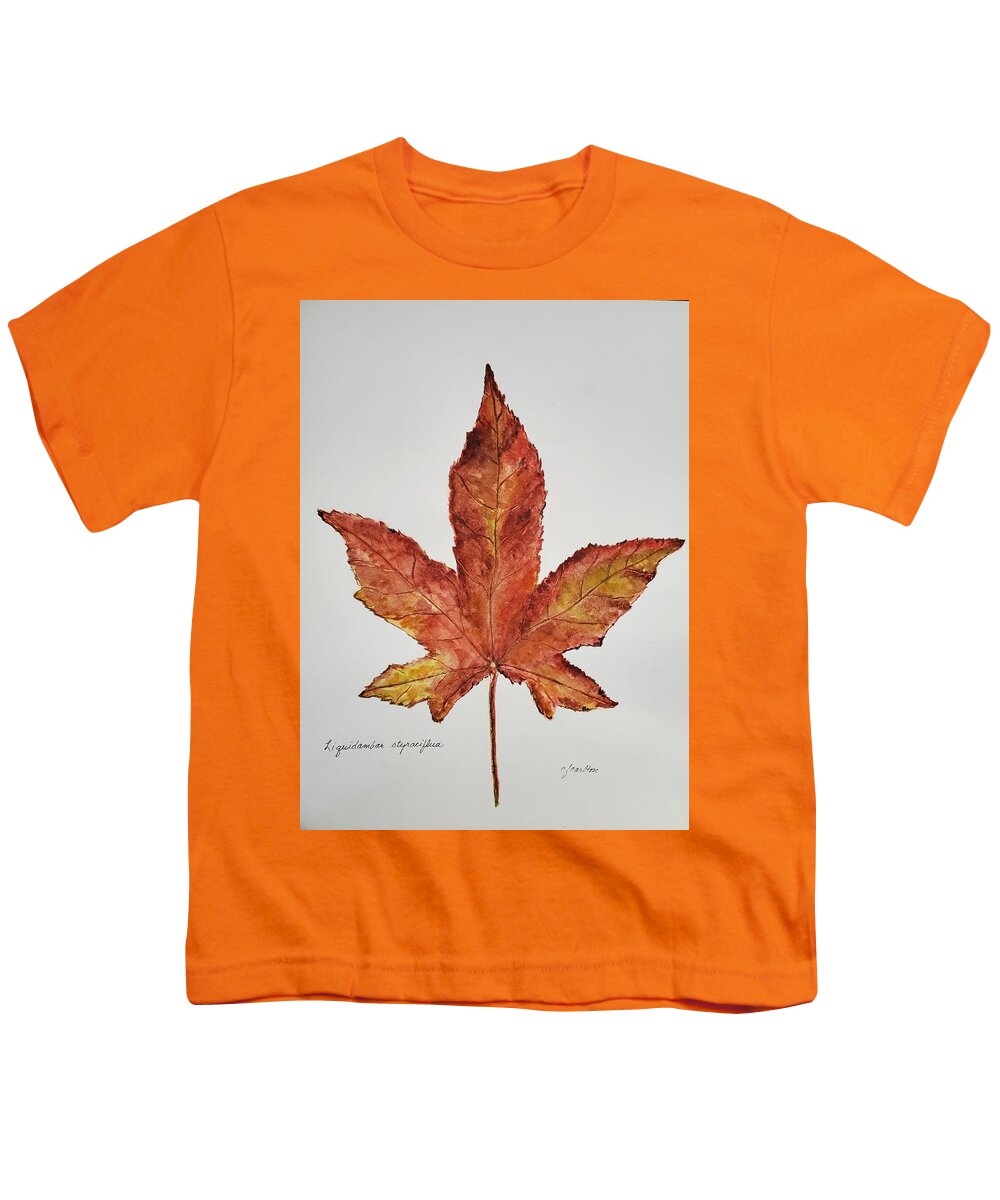 Botanical Youth T-Shirt featuring the painting Liquidambar 1 - Watercolor by Claudette Carlton