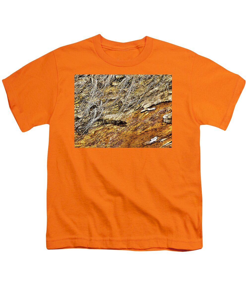 Hawaii Youth T-Shirt featuring the digital art Old Tree Trunk In Yellow by David Desautel