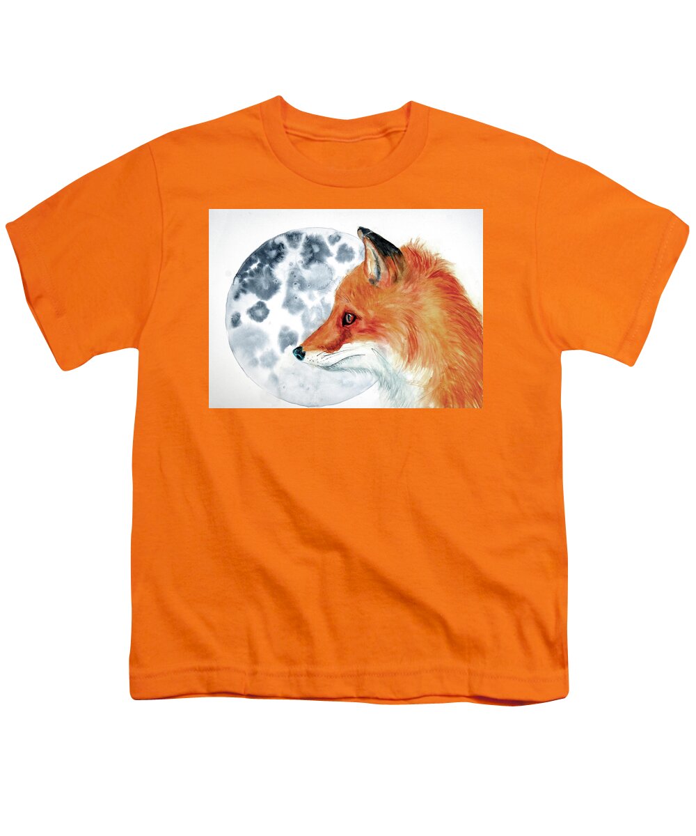 Fox Youth T-Shirt featuring the painting Once in a Blue Moon by Jeanette Mahoney