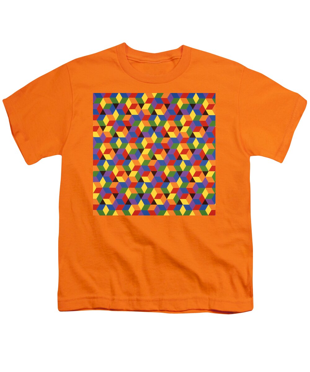 Abstract Youth T-Shirt featuring the painting Open Hexagonal Lattice I with Square Cropping by Janet Hansen
