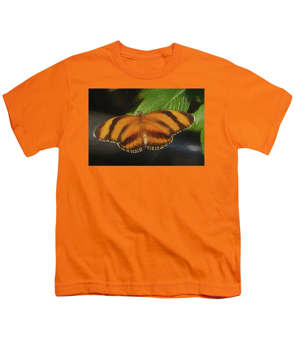 Jon Glaser Youth T-Shirt featuring the digital art Orange Butterfly by Jon Glaser