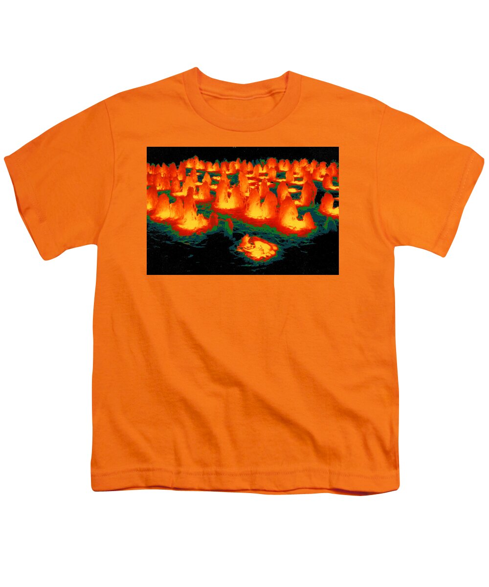 Abstract Youth T-Shirt featuring the digital art Orange Fountain by T Oliver
