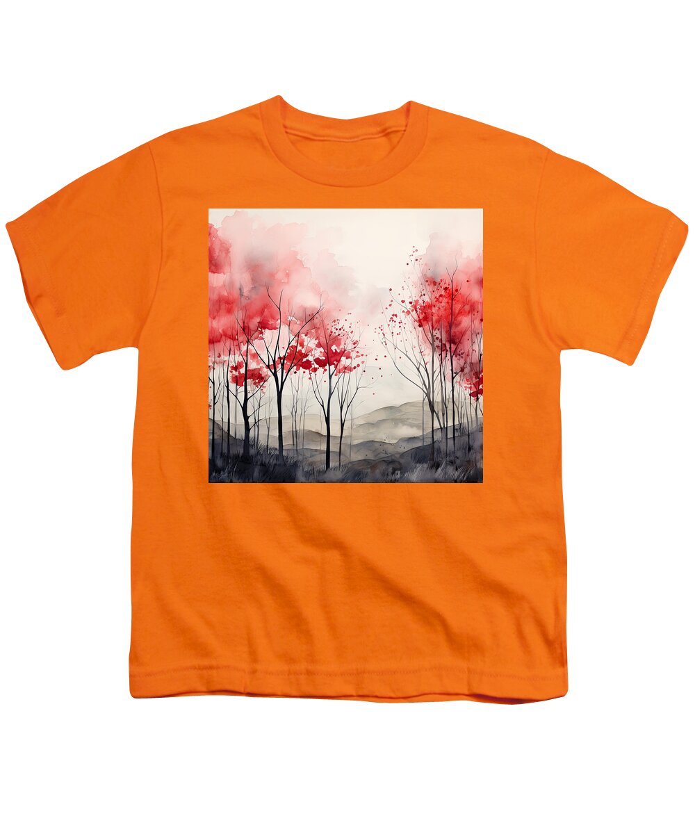 Red And Gray Youth T-Shirt featuring the photograph Red Autumn Bliss by Lourry Legarde
