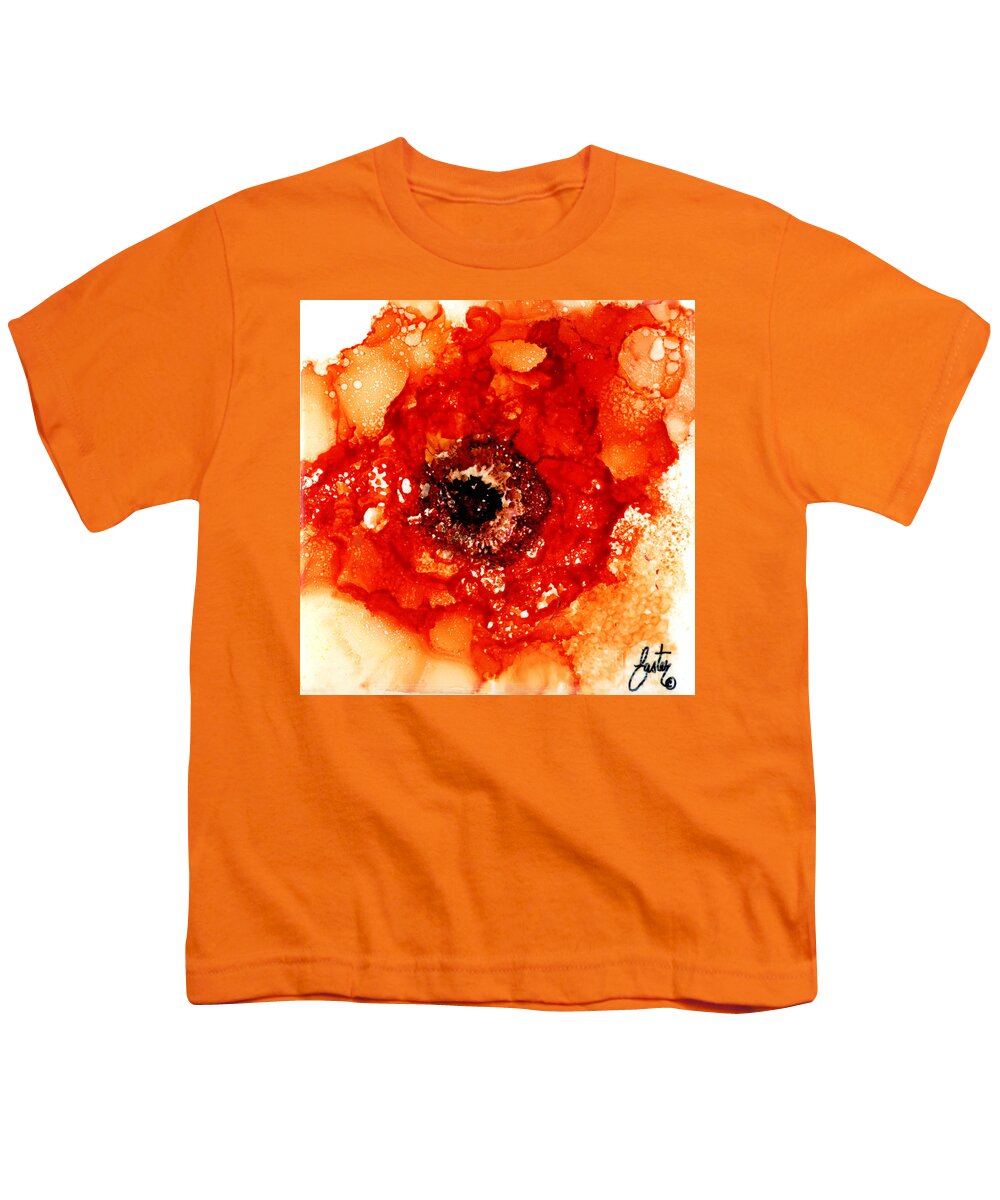 Ruffled Orange Rose Youth T-Shirt featuring the painting Ruffled Orange Rose by Daniela Easter