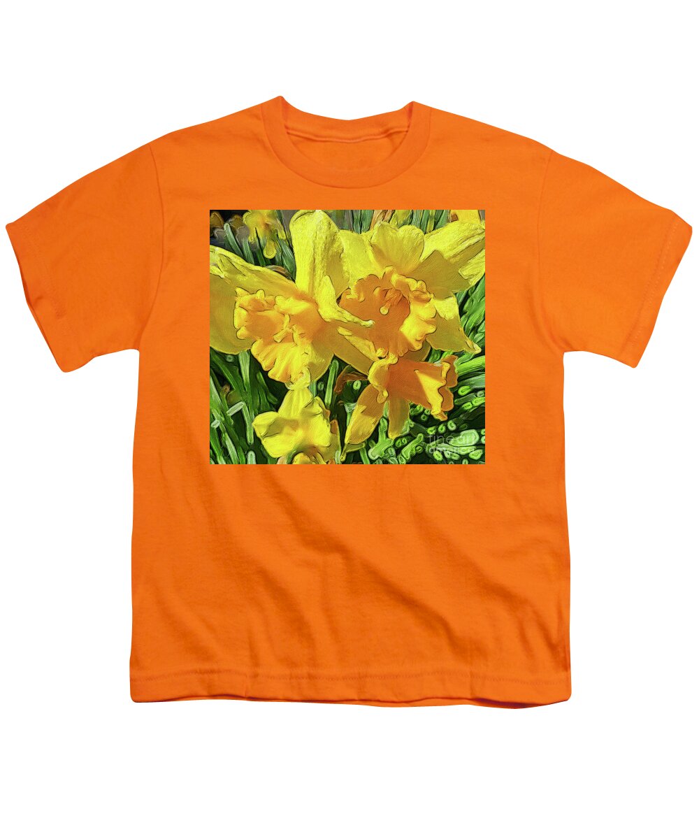 Daffodils Youth T-Shirt featuring the photograph Spring Daffodils by Jeanette French