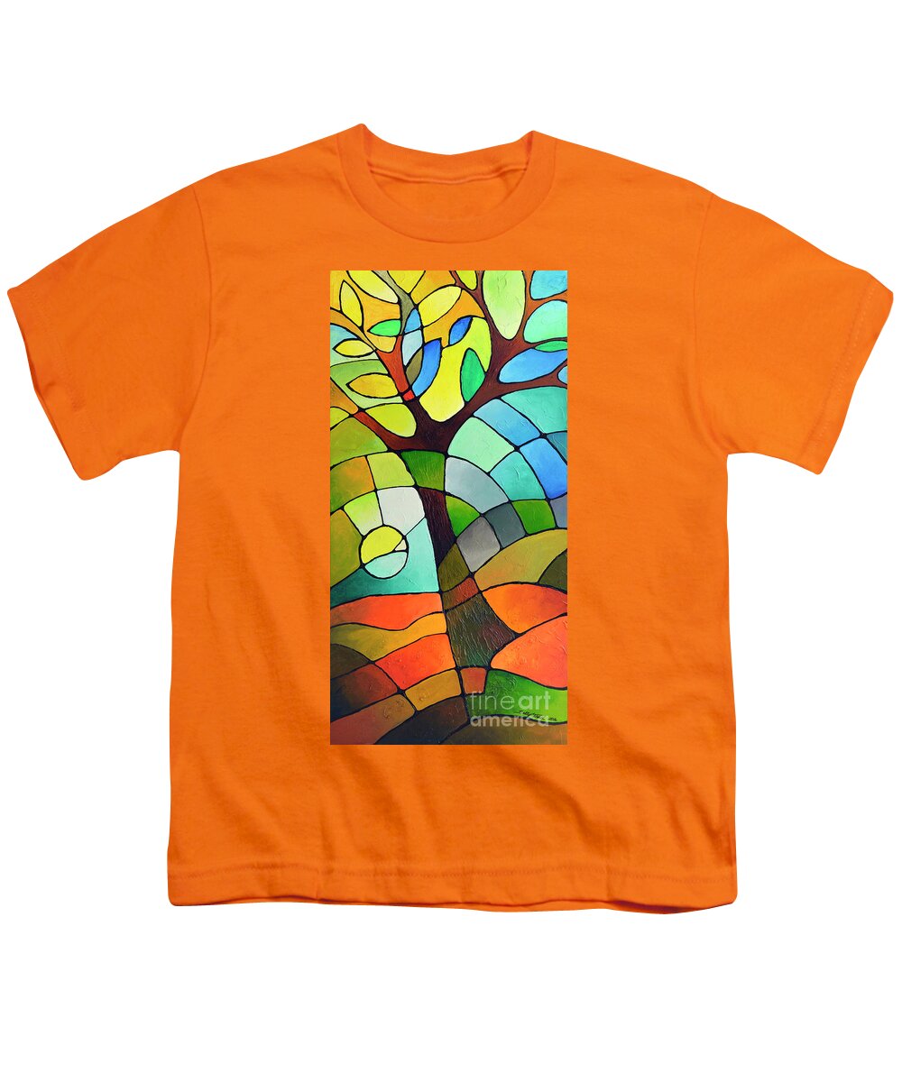 Geometric Youth T-Shirt featuring the painting Summer Tree by Sally Trace