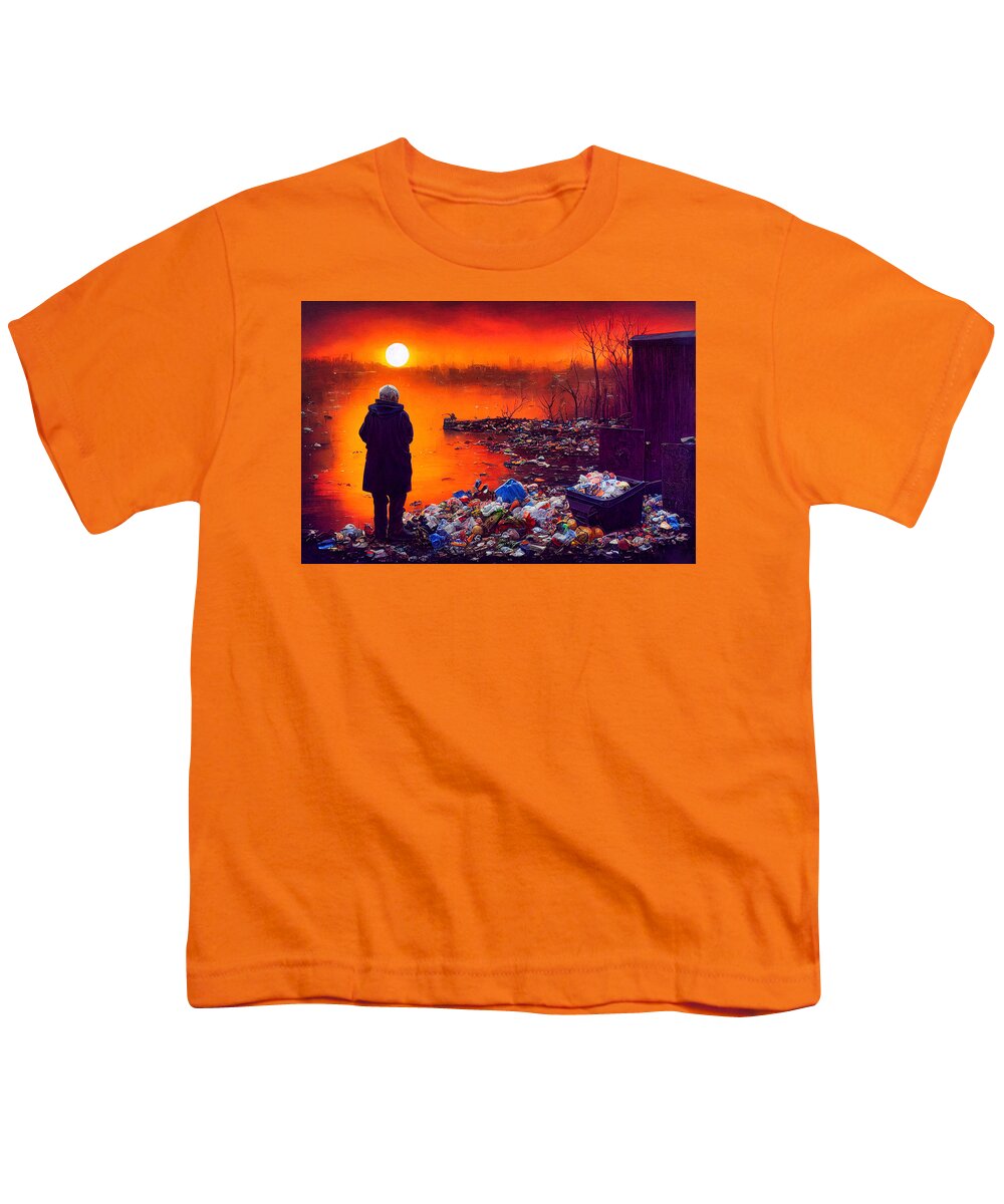 Figurative Youth T-Shirt featuring the digital art Sunset In Garbage Land 42 by Craig Boehman